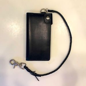 Black leather trucker wallet. Nwot